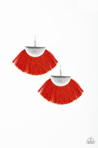 Fox Trap - Red fringe tassel earrings