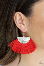 Load image into Gallery viewer, Fox Trap - Red fringe tassel earrings