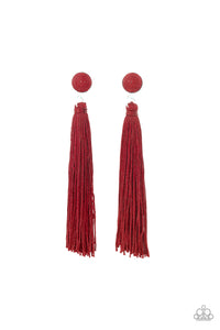 Paparazzi- Tightrope Tassel - Red earrings