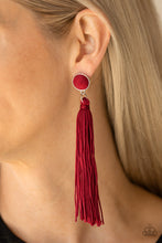 Load image into Gallery viewer, Paparazzi- Tightrope Tassel - Red earrings