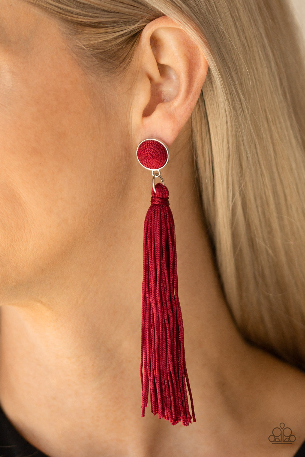 Paparazzi- Tightrope Tassel - Red earrings