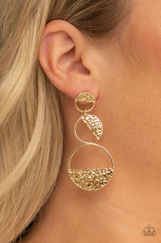 Paparazzi - Triple Trifecta - Gold earrings