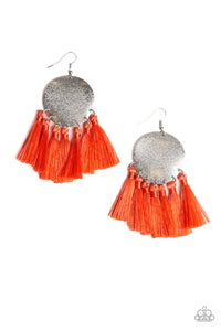 Paparazzi - Tassel Tribute - Orange Earrings