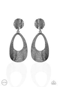 Paparazzi - Printed Perfection - Black Clip On Earrings