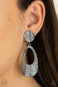 Paparazzi - Printed Perfection - Black Clip On Earrings