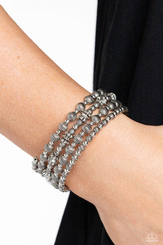 Paparazzi Striped Stack - Silver